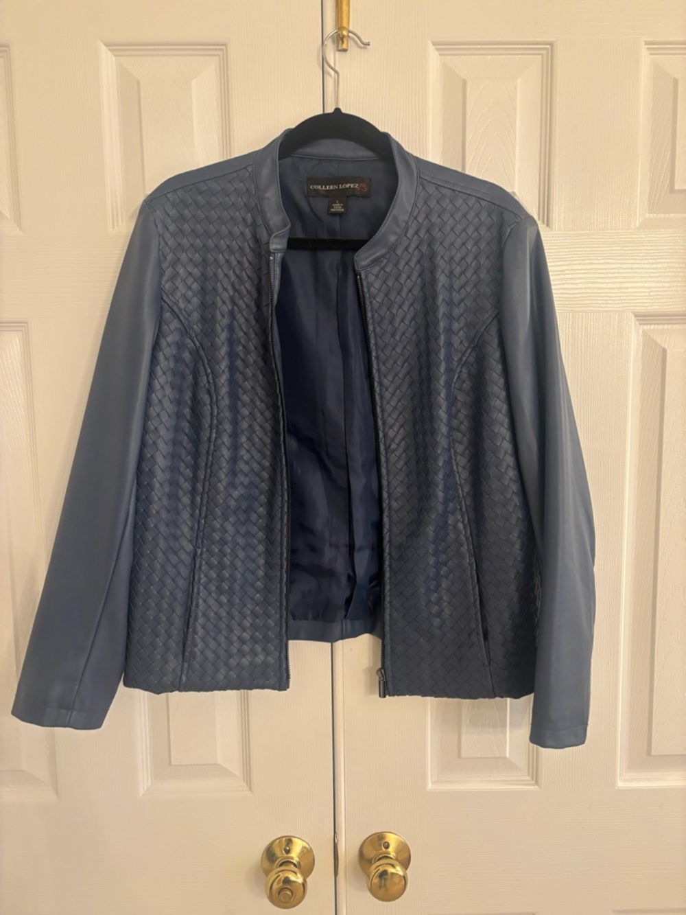 Colleen Lopez Women's Slate Blue Woven Leather Jacket